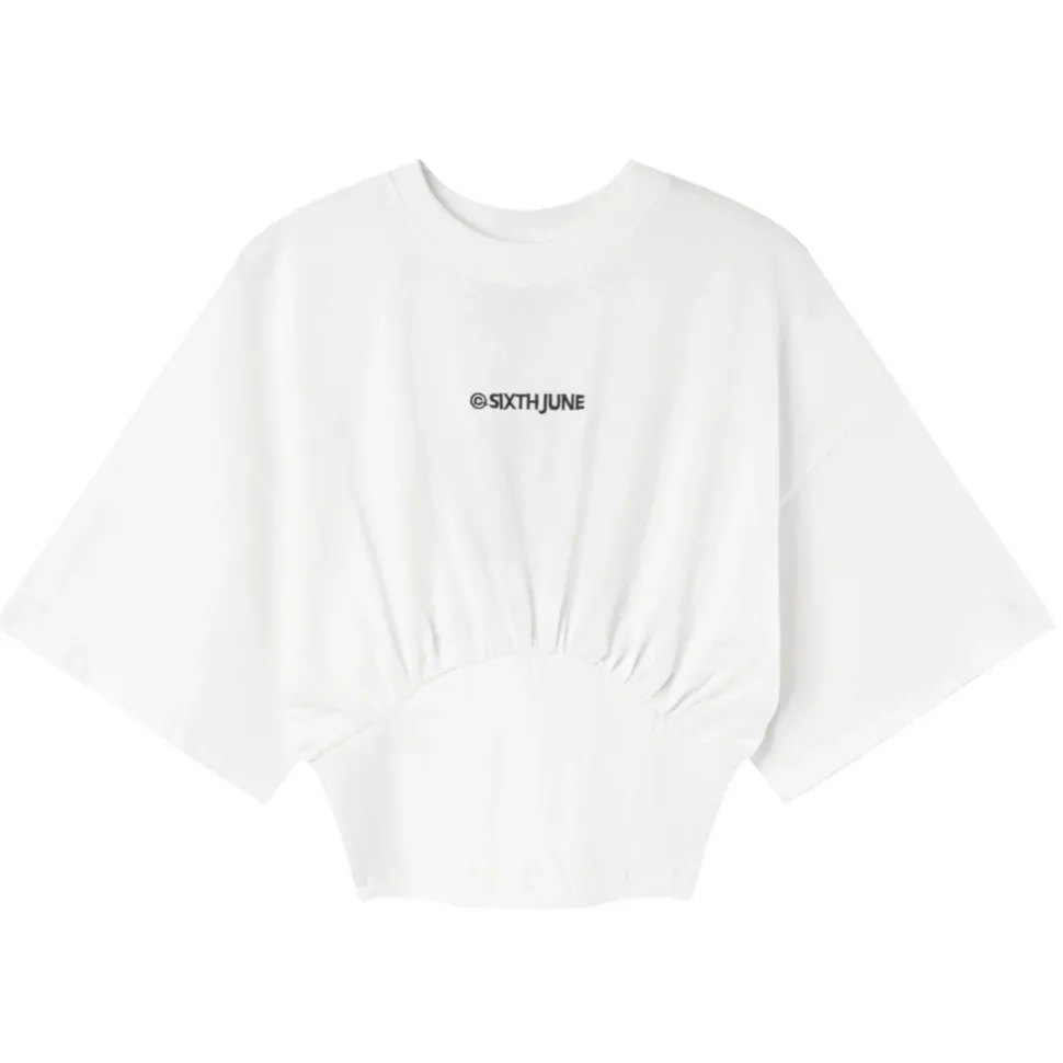 T-Shirt Corset Court Blanc Casse
