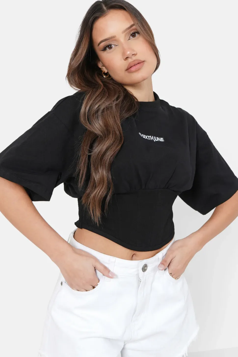 T-Shirt Corset Court Noir