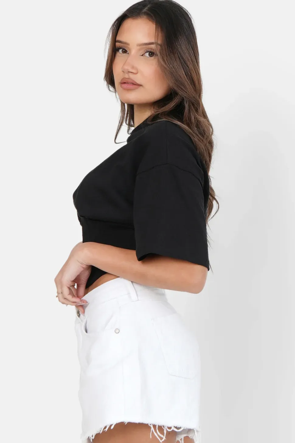 T-Shirt Corset Court Noir