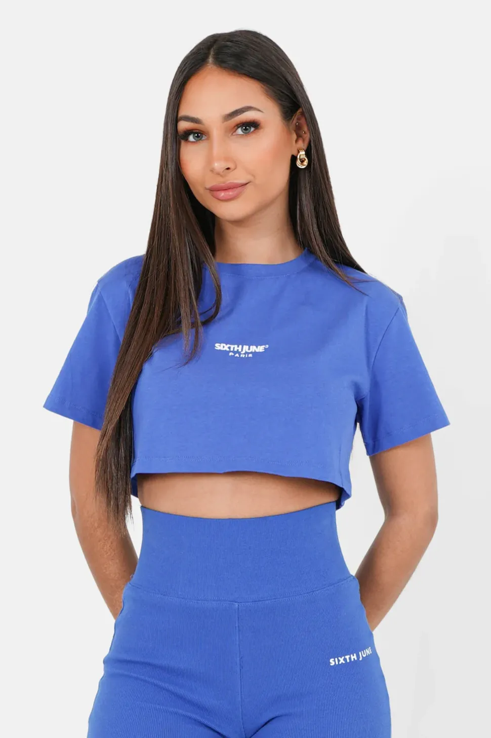 T-Shirt Court Brode Bleu Fonce