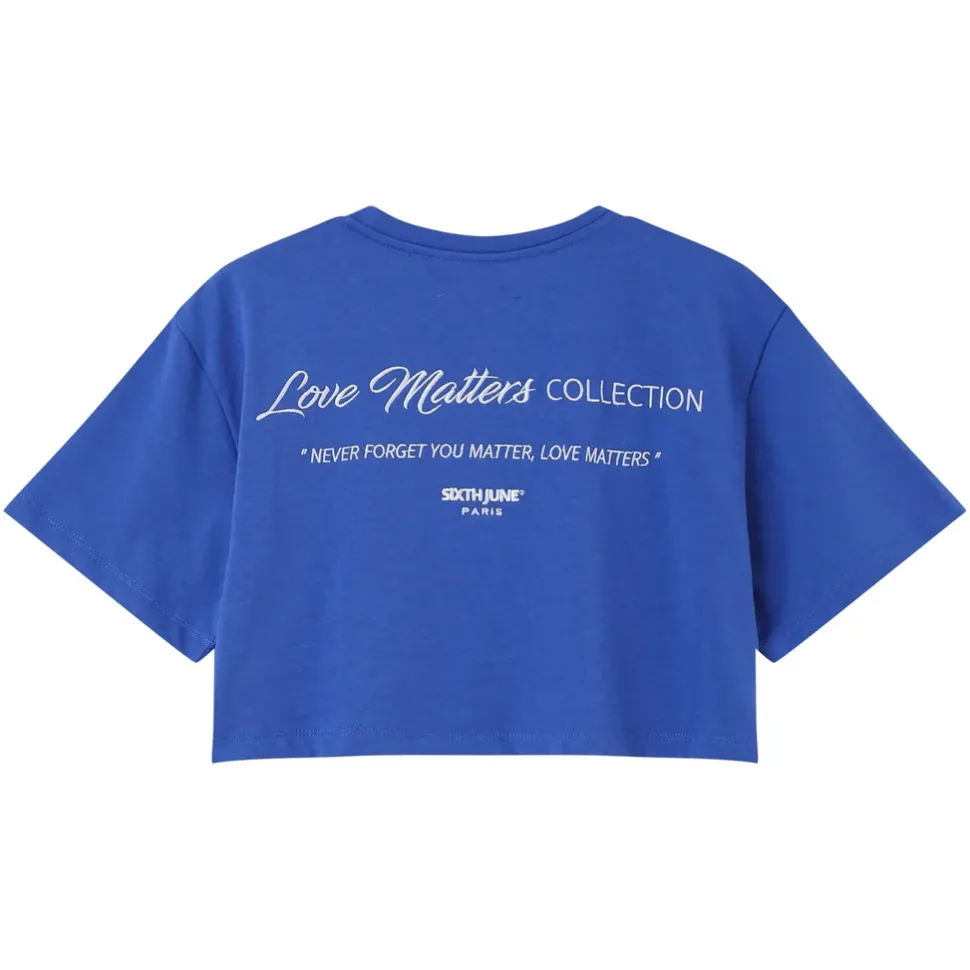 T-Shirt Court Brode Bleu Fonce