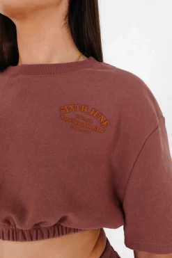 T-Shirt Court Elastique Marron