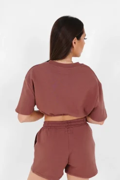 T-Shirt Court Elastique Marron