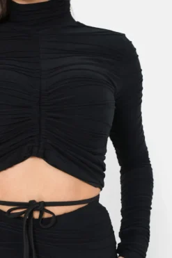 T-Shirt Court Texture Plisse Noir