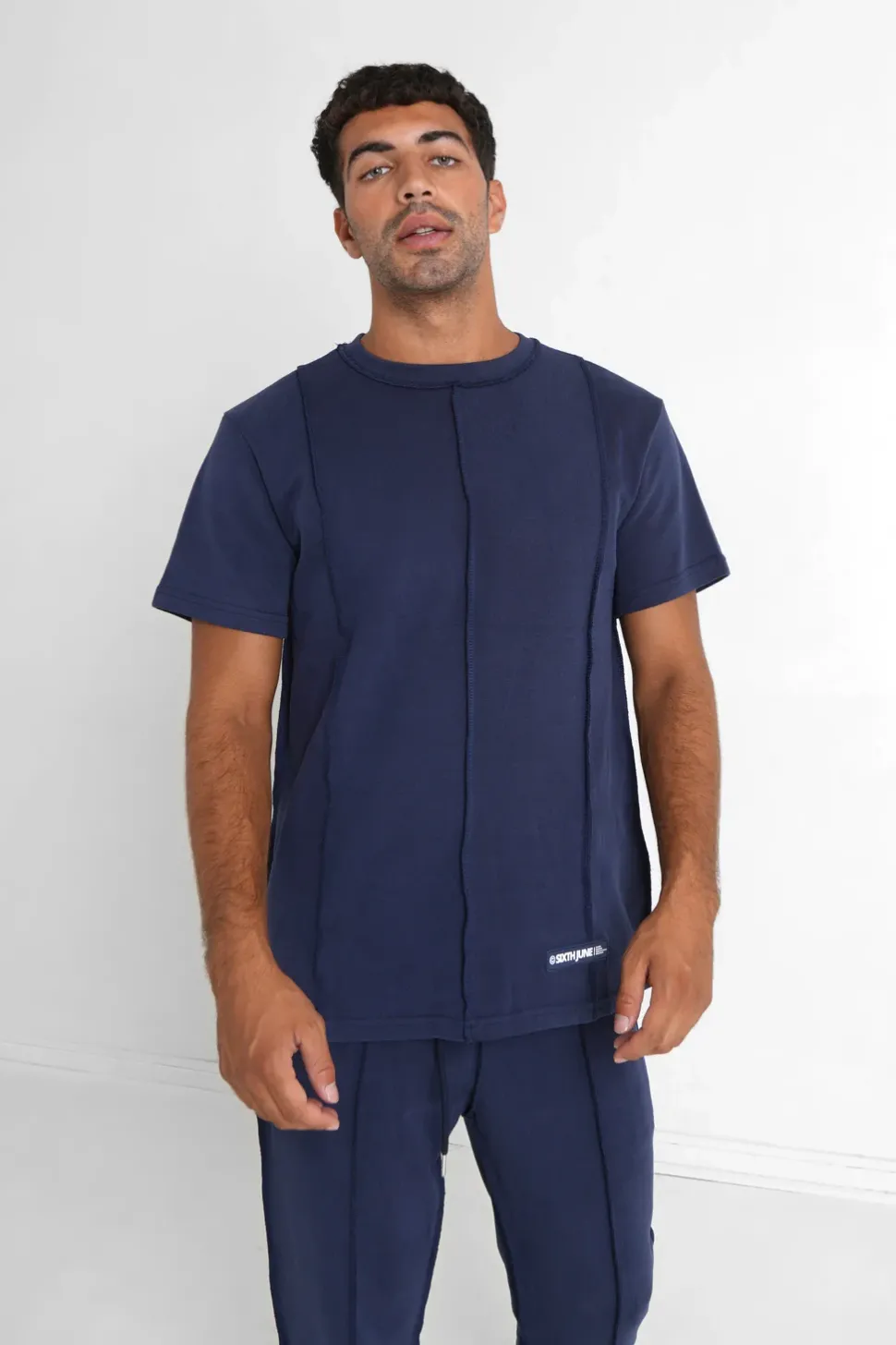 T-Shirt Coutures Exterieure Epais Bleu