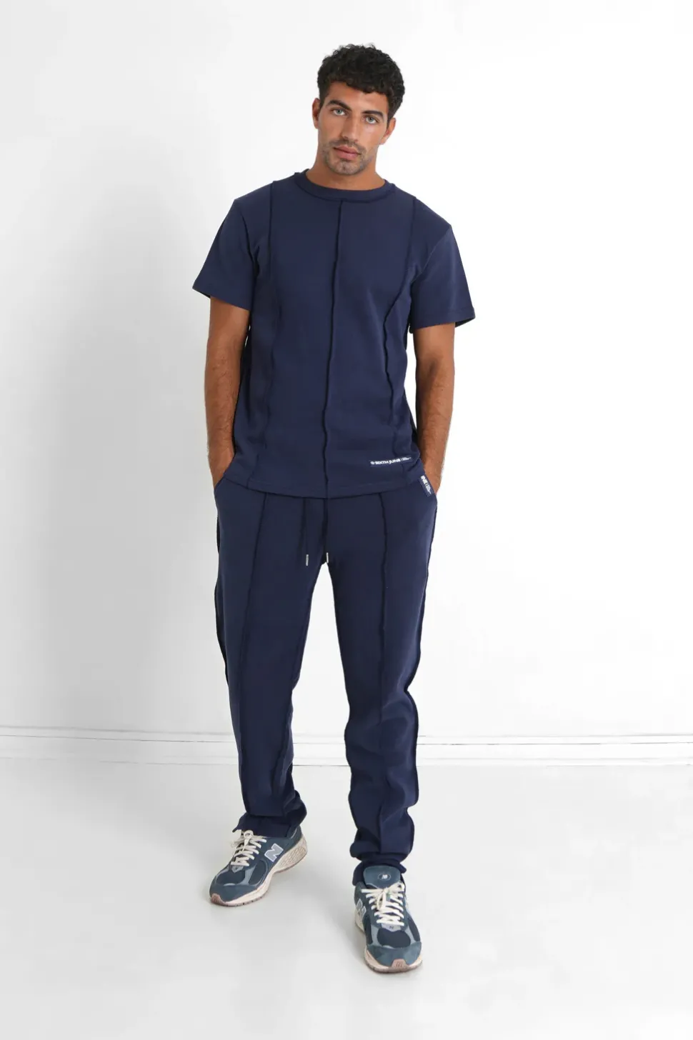 T-Shirt Coutures Exterieure Epais Bleu