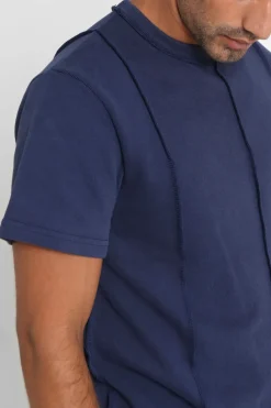 T-Shirt Coutures Exterieure Epais Bleu