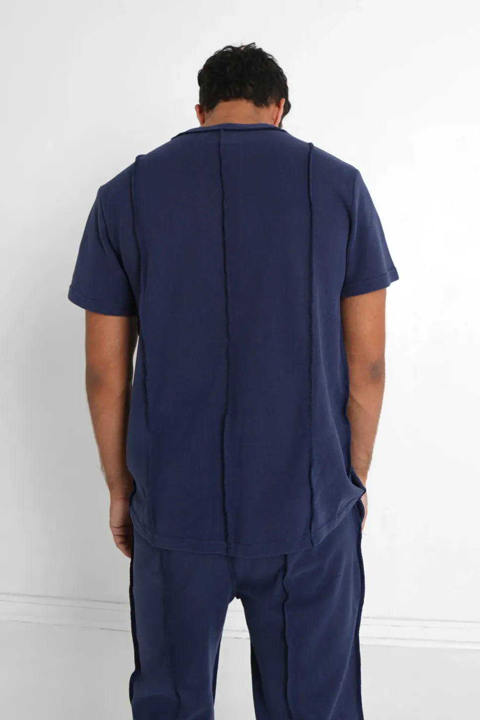 T-Shirt Coutures Exterieure Epais Bleu