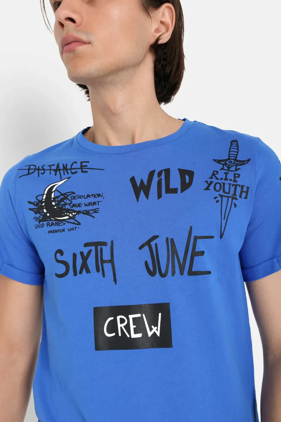 T-Shirt Crew Bleu Fonce