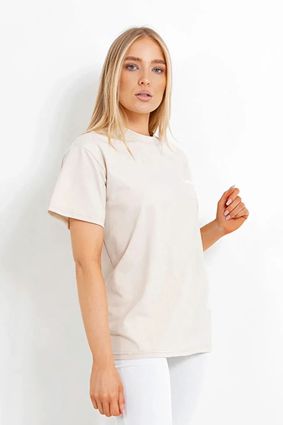 T-Shirt Double Logo Beige Clair