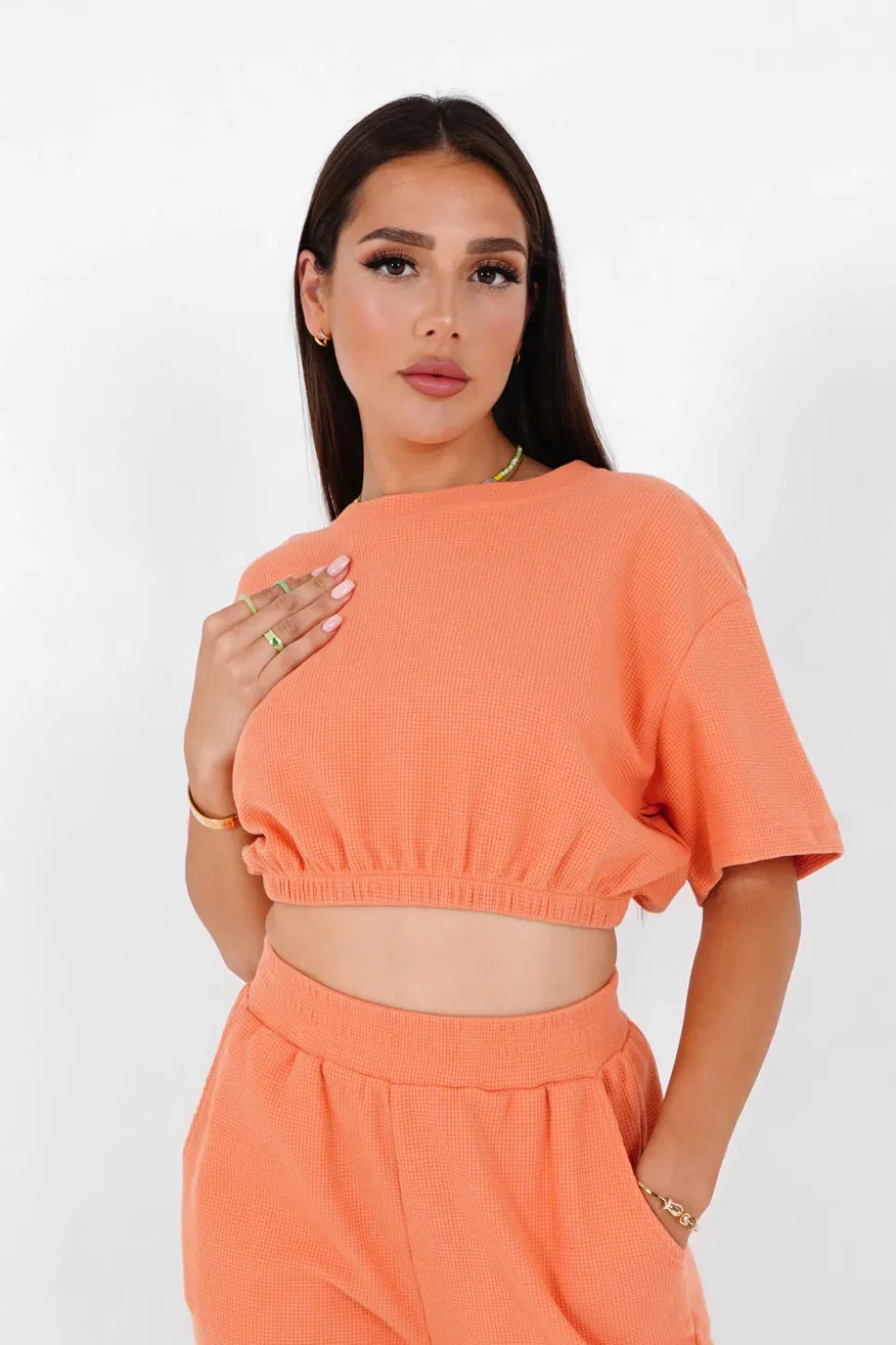 T-Shirt Elastique Gaufre Orange