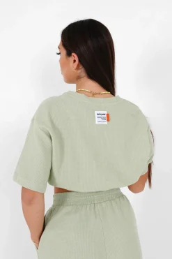 T-Shirt Elastique Gaufre Vert Clair