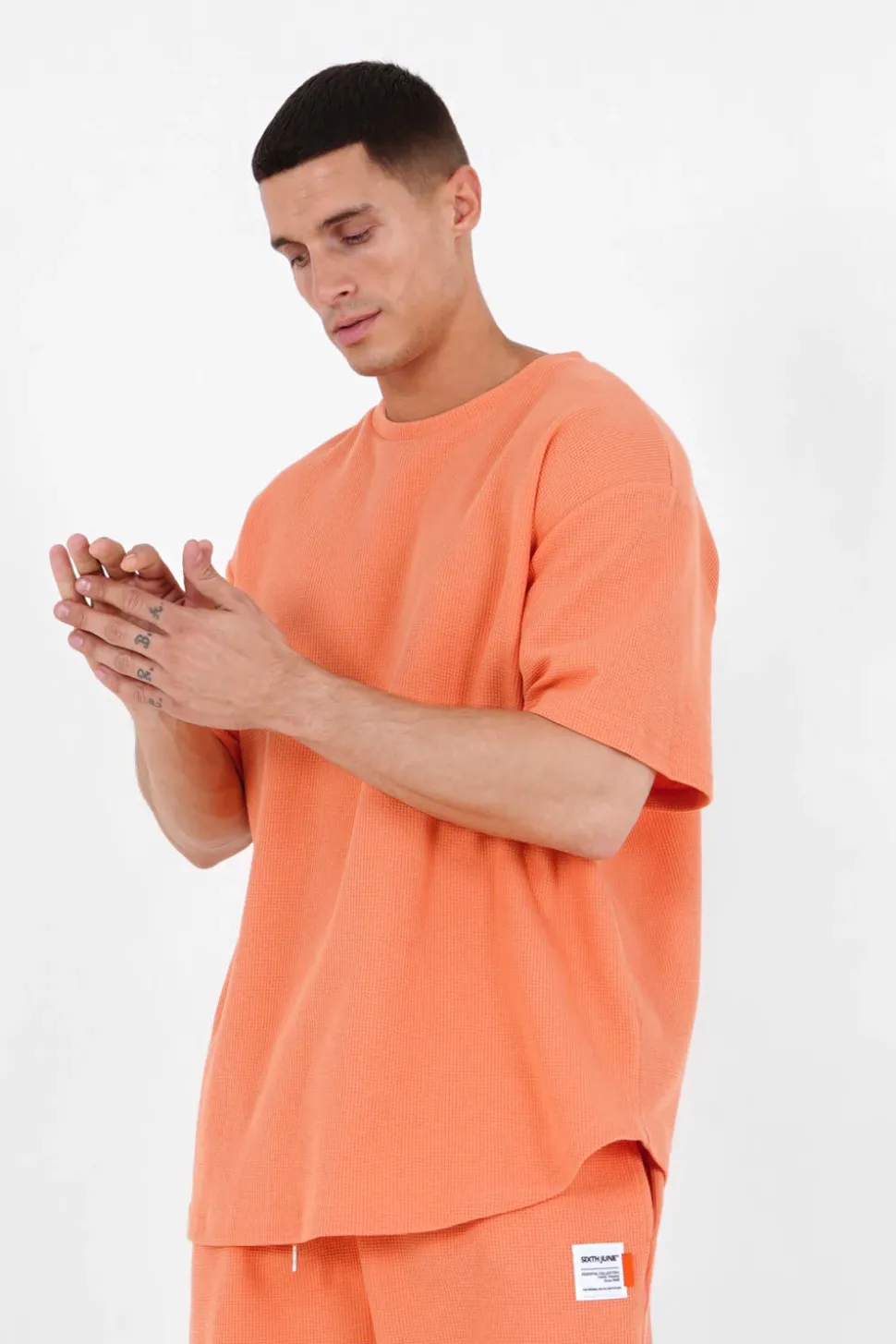 T-Shirt Gaufre Oversize Orange