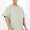 T-Shirt Gaufre Oversize Vert Clair