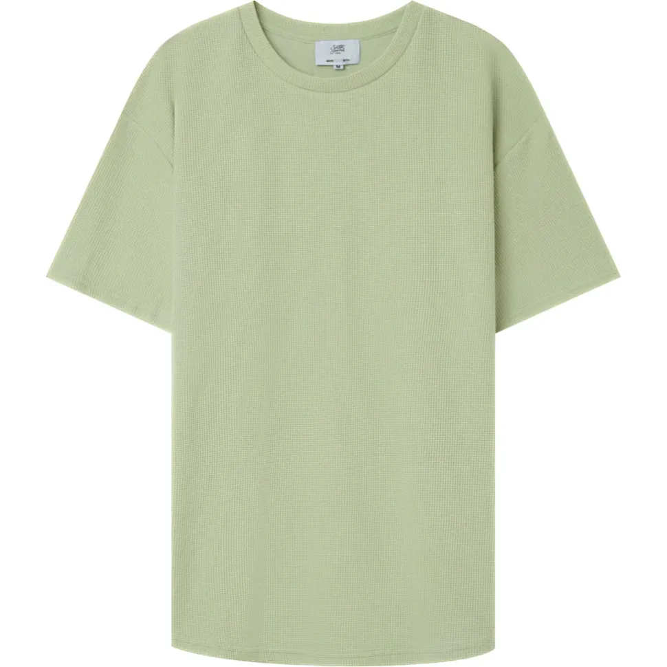 T-Shirt Gaufre Oversize Vert Clair