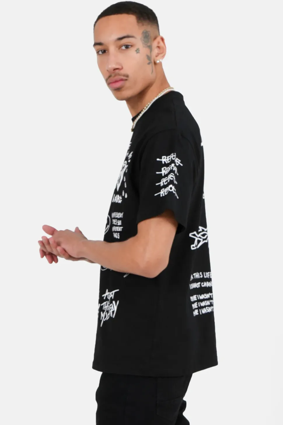 T-Shirt Inscription Gothique Noir