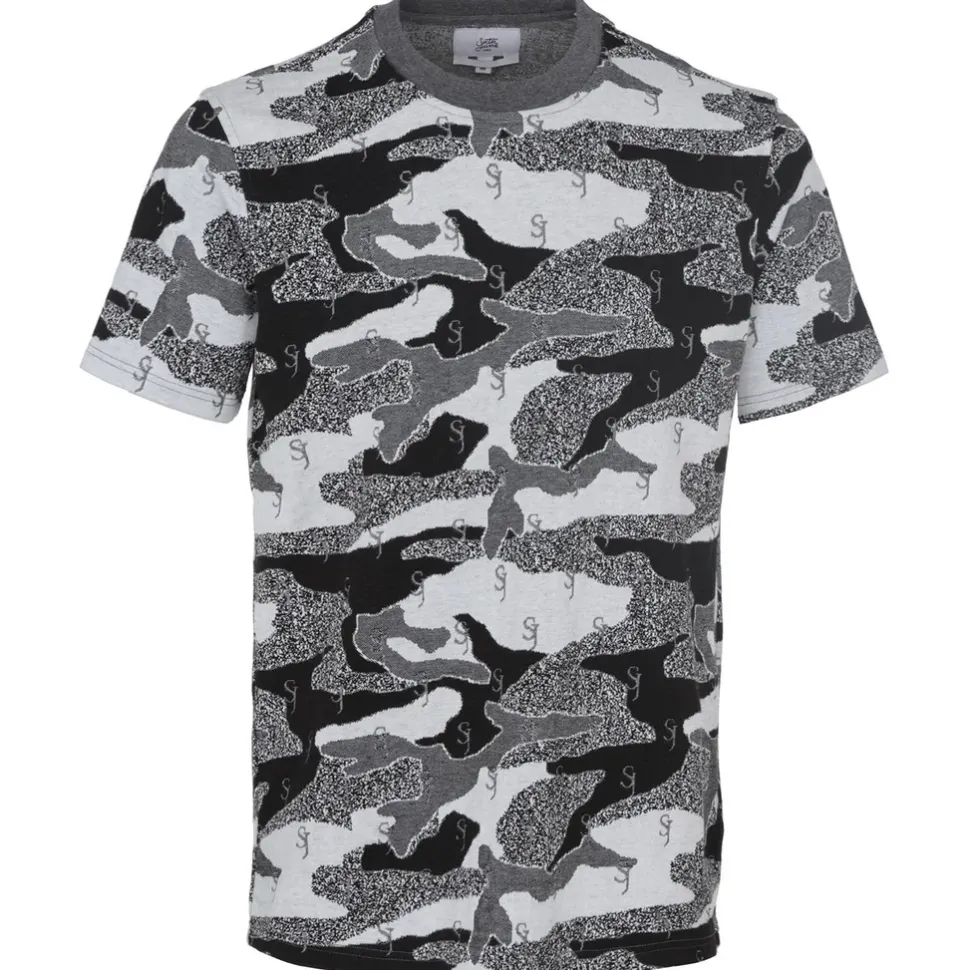 T-Shirt Jacquard Camouflage Logo Noir