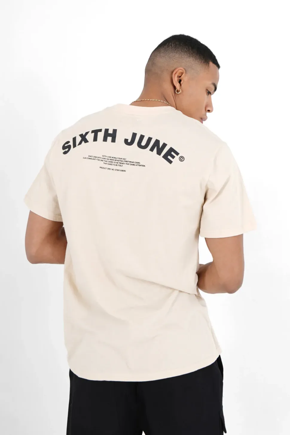 T-Shirt Logo Incurve Avant Arriere Beige