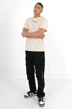 T-Shirt Logo Incurve Avant Arriere Beige