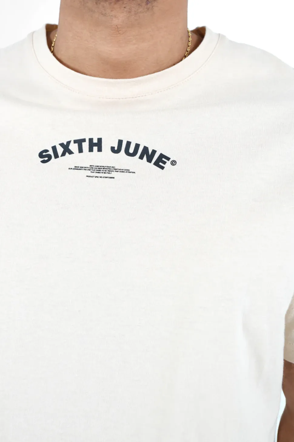 T-Shirt Logo Incurve Avant Arriere Beige