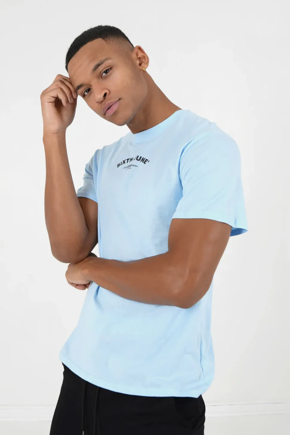 T-Shirt Logo Incurve Avant Arriere Bleu