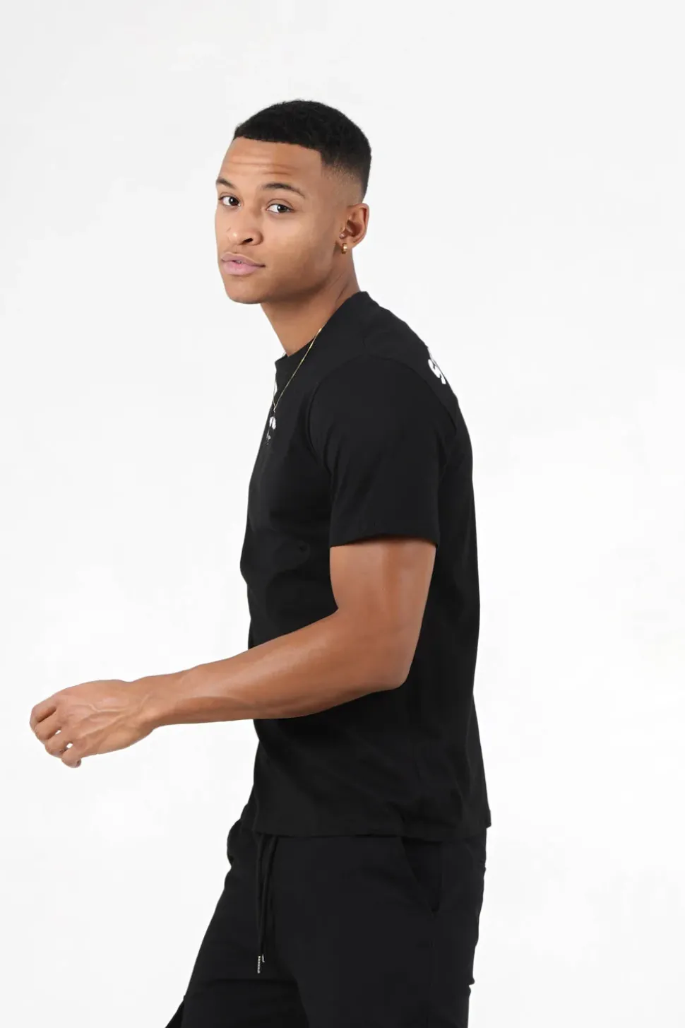 T-Shirt Logo Incurve Avant Arriere Noir