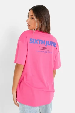 T-Shirt Long Logo Court Rose Fonce