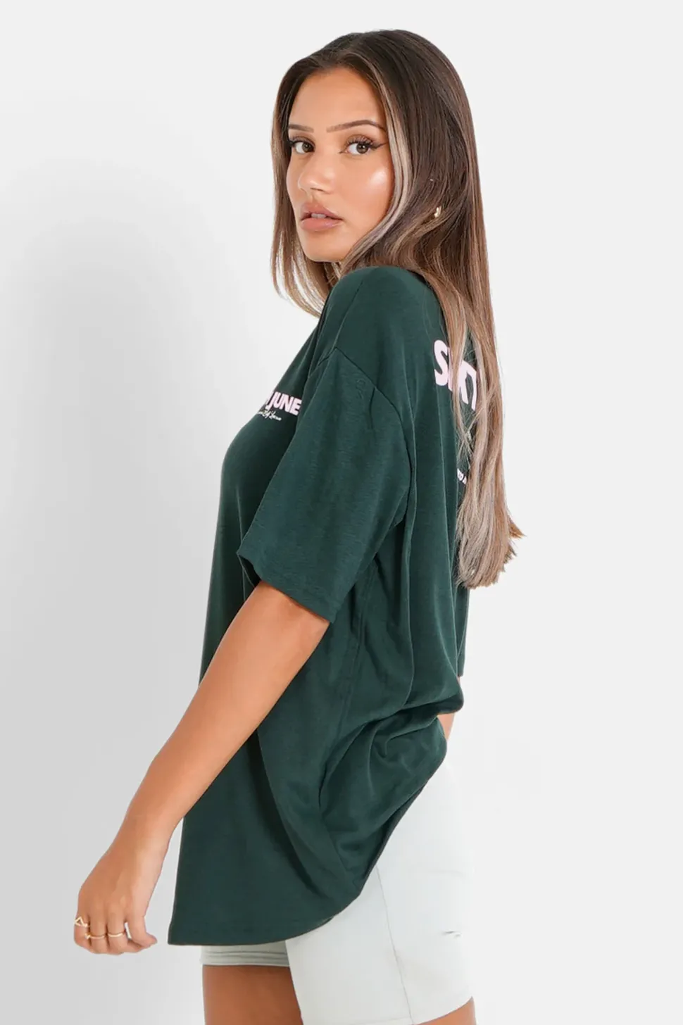T-Shirt Long Logo Court Vert Fonce