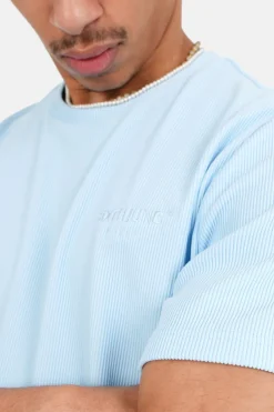 T-Shirt Plisse Bleu Clair