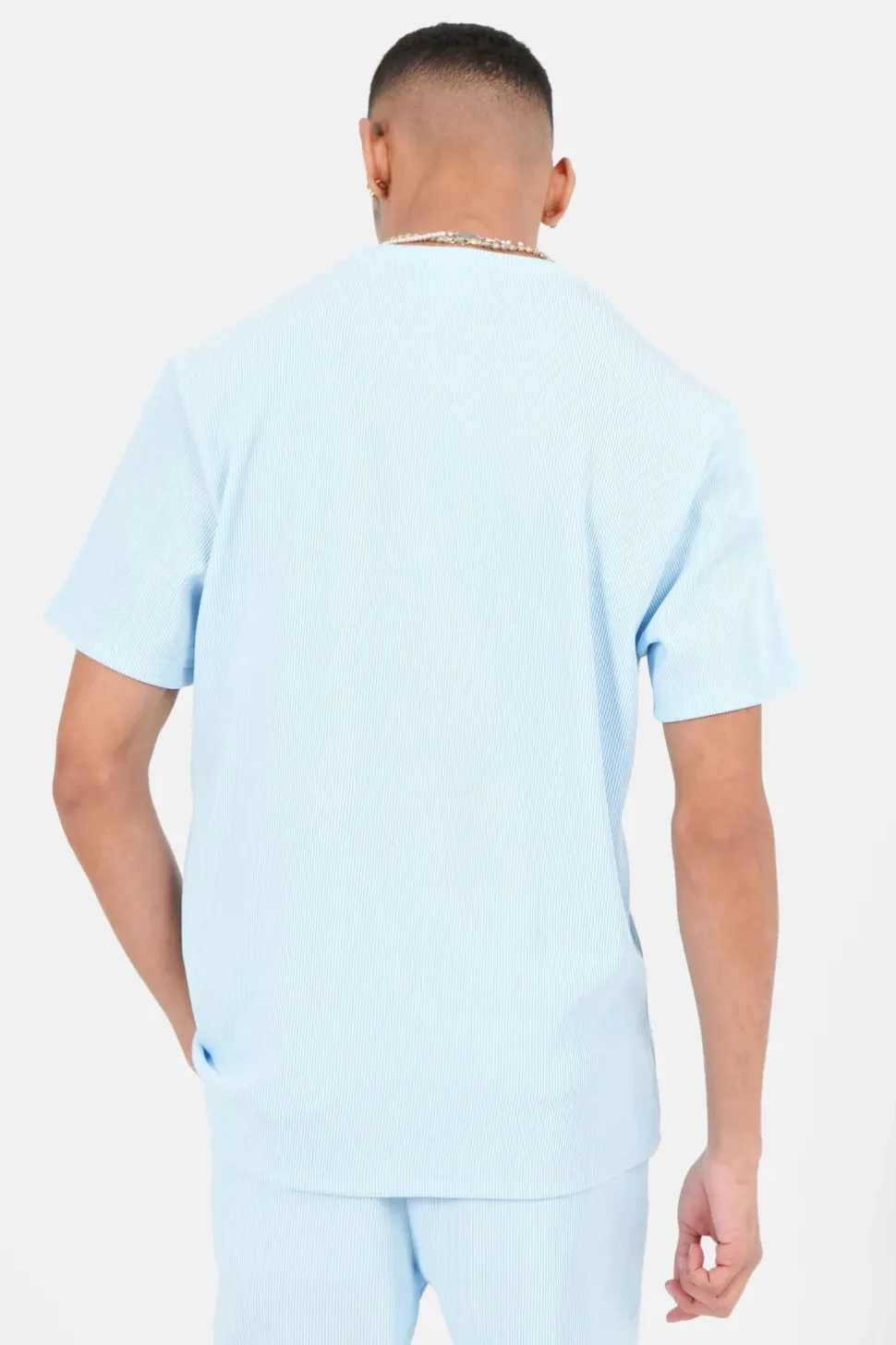 T-Shirt Plisse Bleu Clair