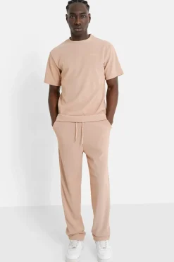 T-Shirt Plisse Manches Courtes Beige