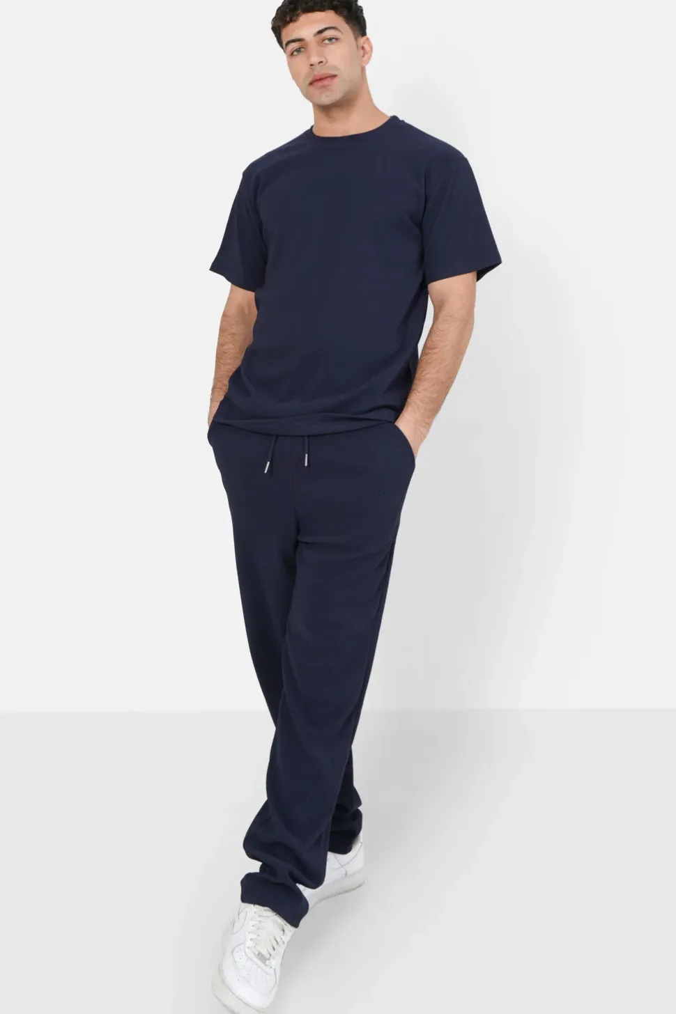 T-Shirt Plisse Manches Courtes Bleu Fonce