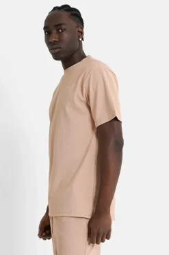 T-Shirt Plisse Manches Courtes Beige