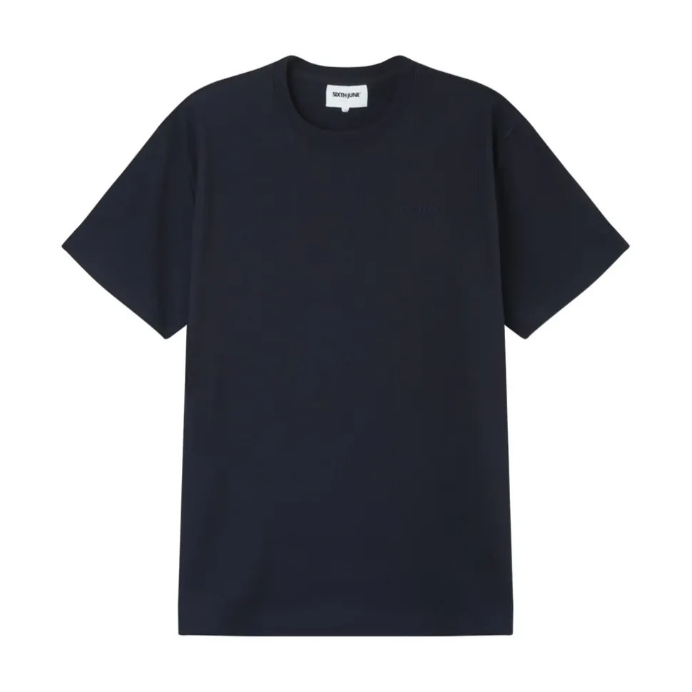 T-Shirt Plisse Manches Courtes Bleu Fonce