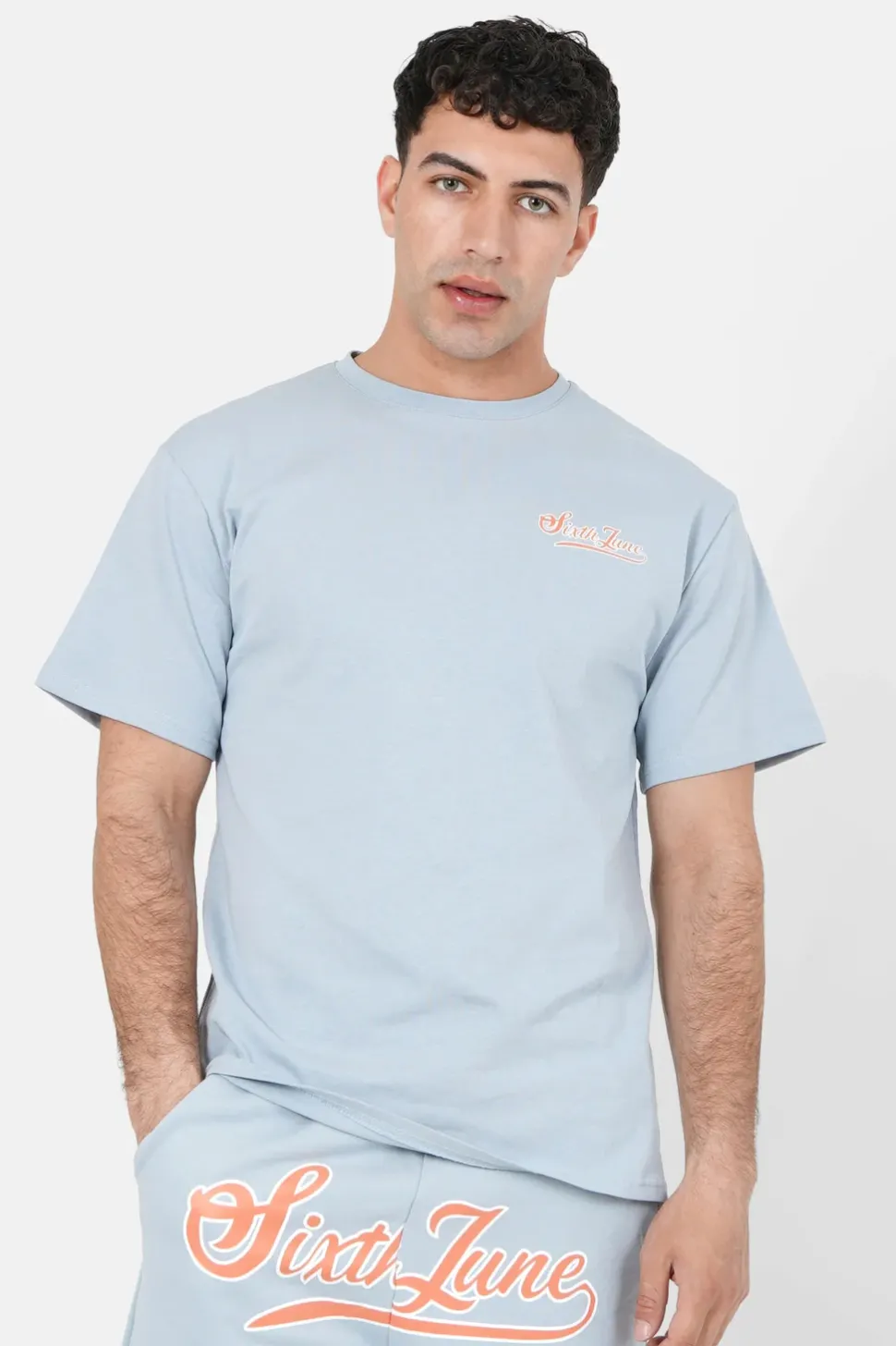 T-Shirt Retro Logo Bleu Clair