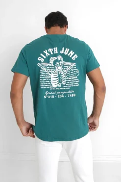 T-Shirt Squelette Gothique Vert Fonce