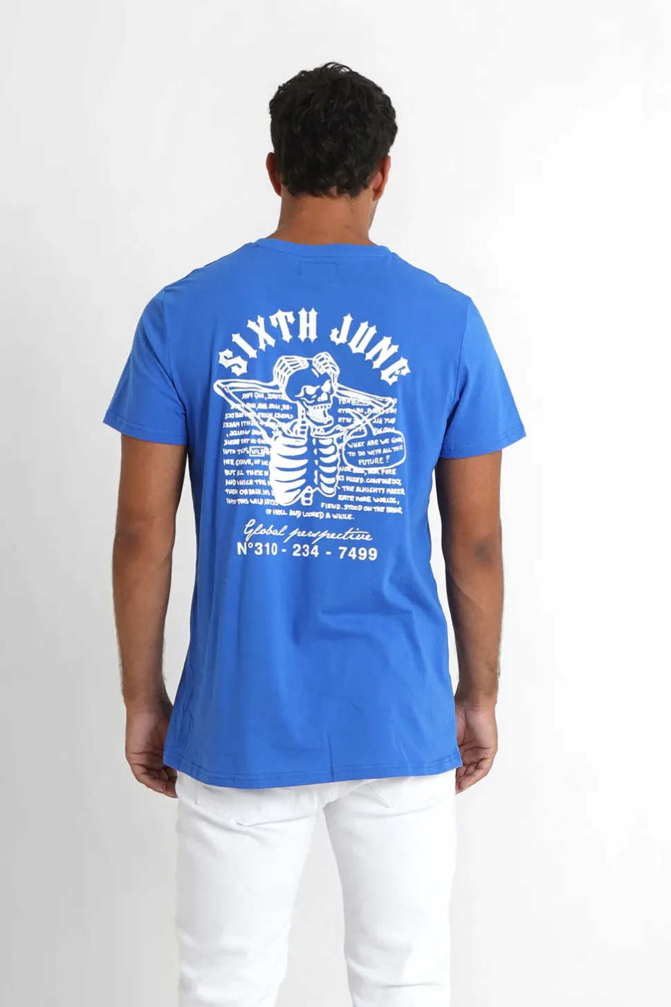 T-Shirt Squelette Gothique Bleu Fonce