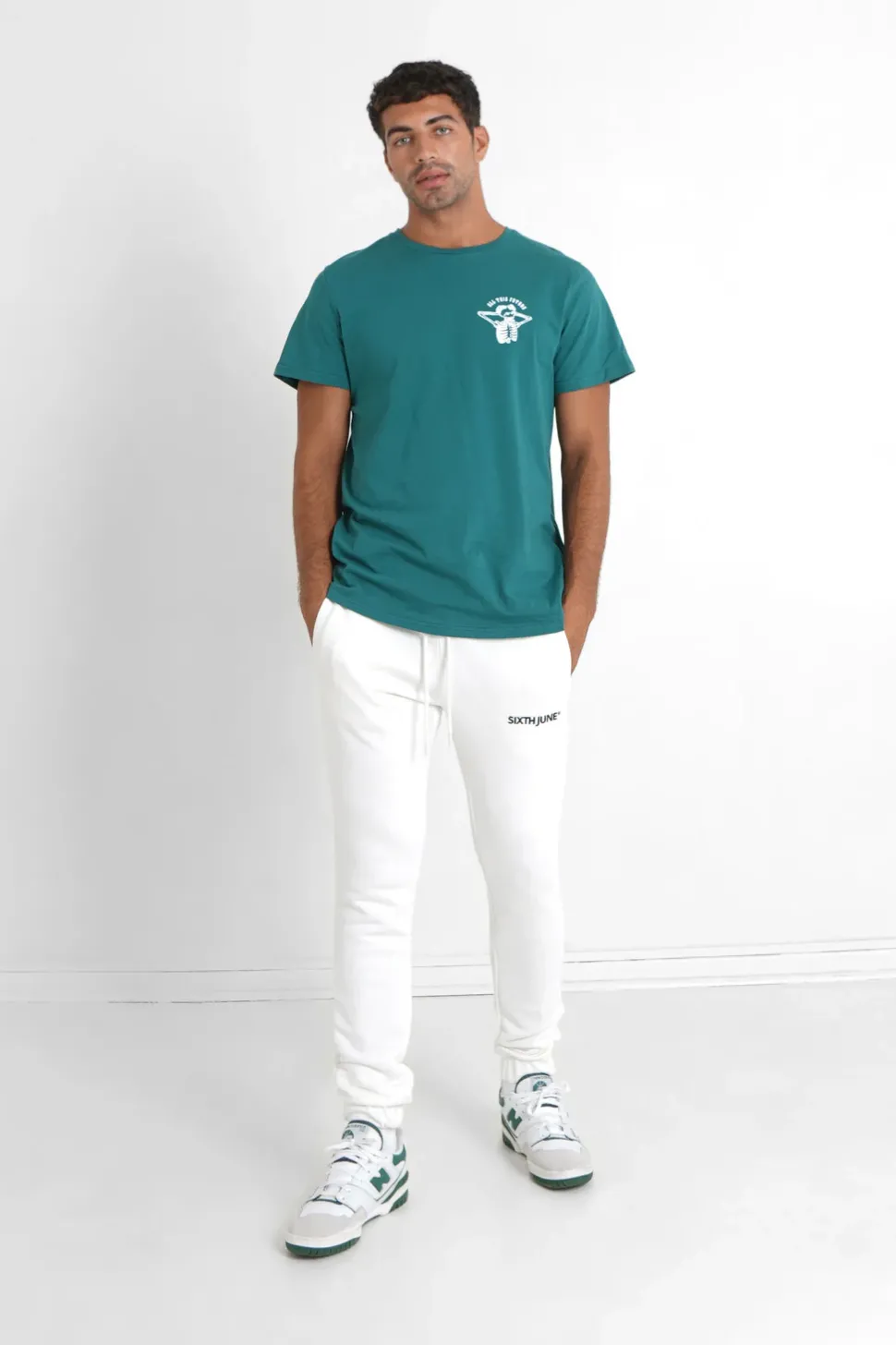T-Shirt Squelette Gothique Vert Fonce