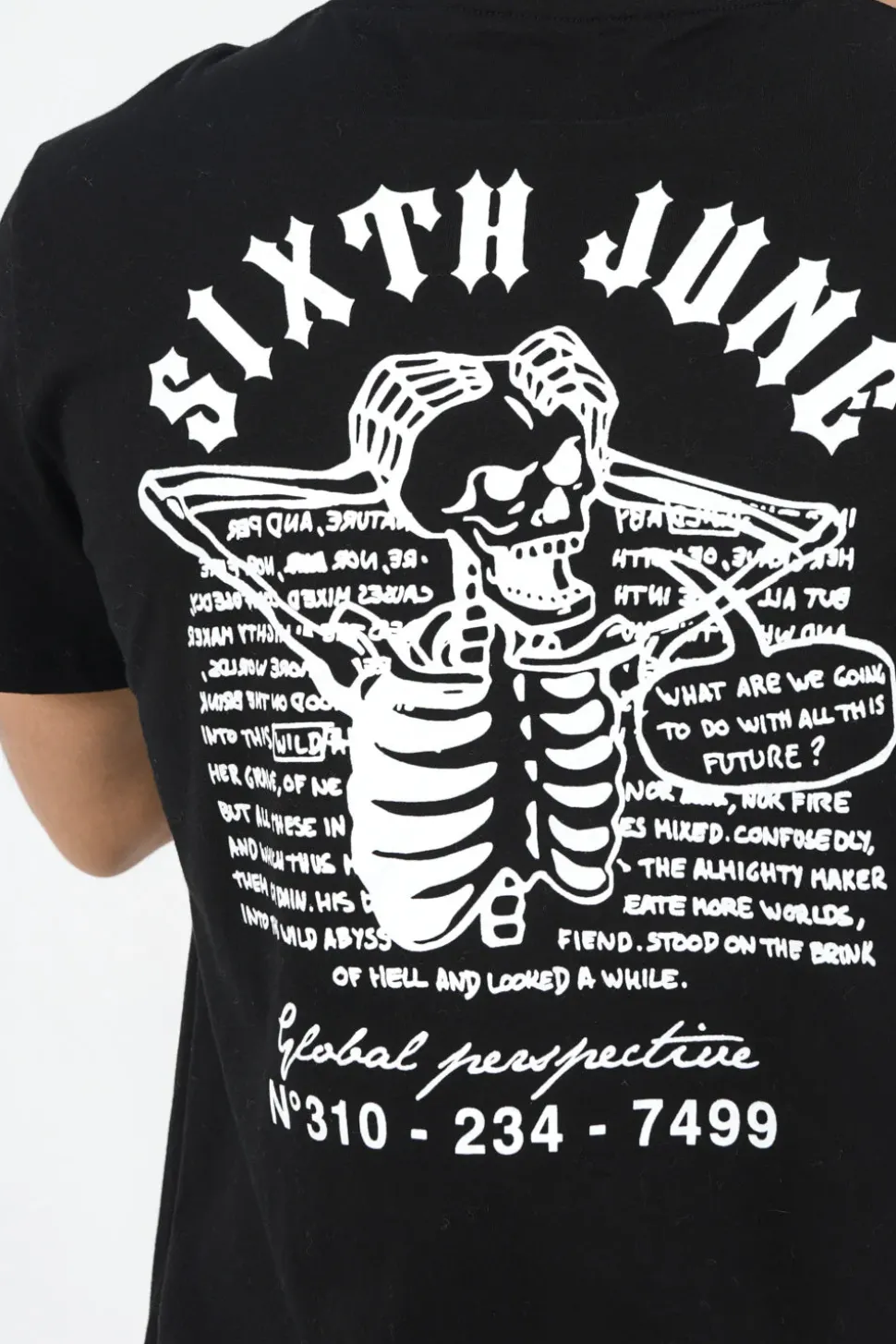 T-Shirt Squelette Gothique Noir