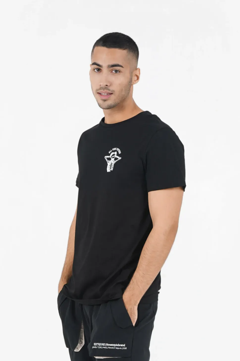 T-Shirt Squelette Gothique Noir