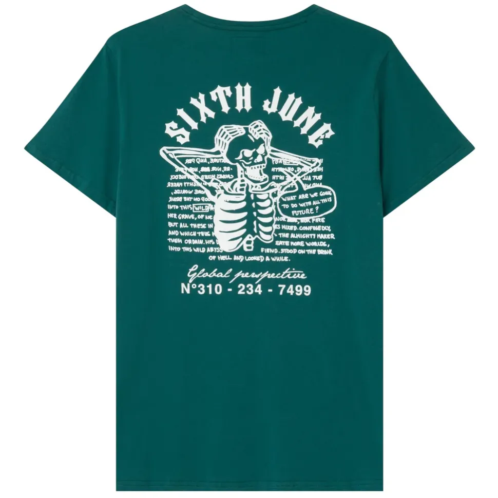 T-Shirt Squelette Gothique Vert Fonce
