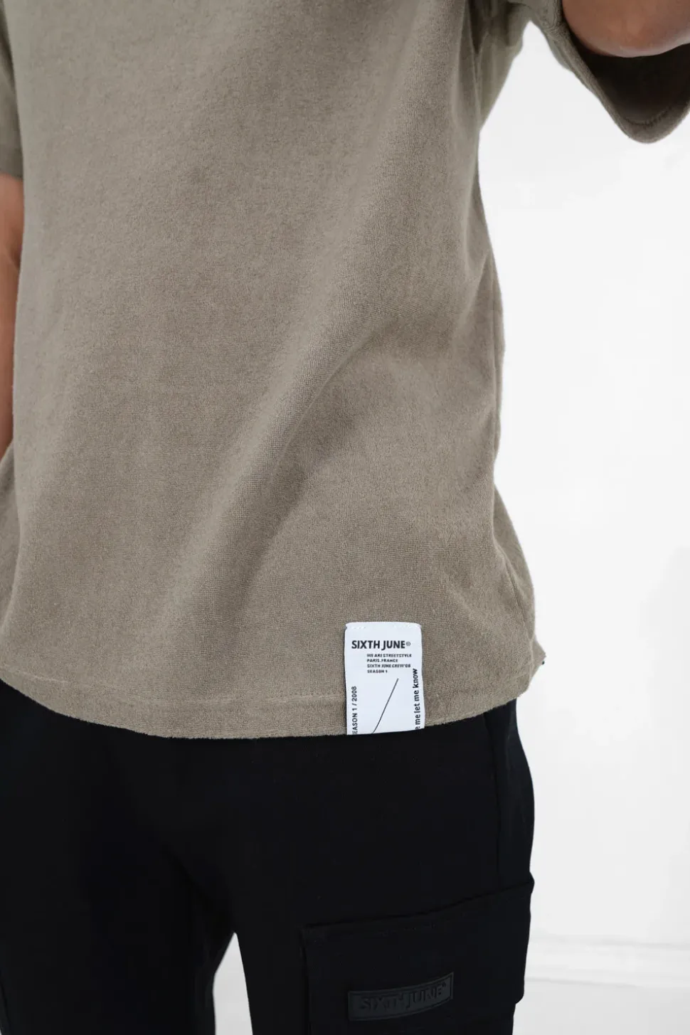 T-Shirt Tissu Bouclette Vert Kaki