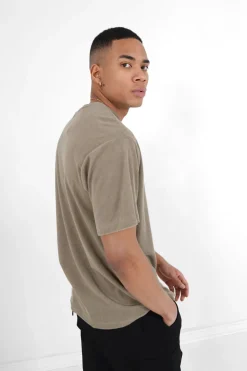 T-Shirt Tissu Bouclette Vert Kaki