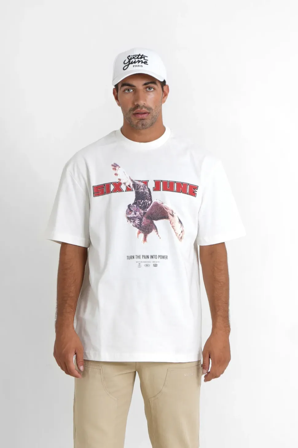 T-Shirt Vintage Eagle Blanc Casse