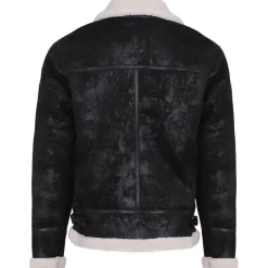 Veste Aviateur Revers Faux Mouton Noir-Blanc
