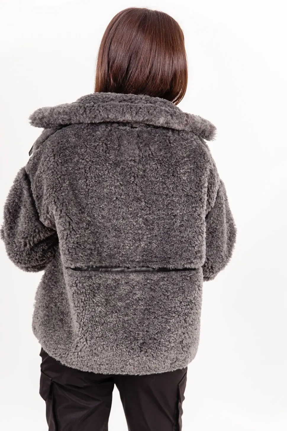 Veste Aviateur Sherpa Gris Fonce