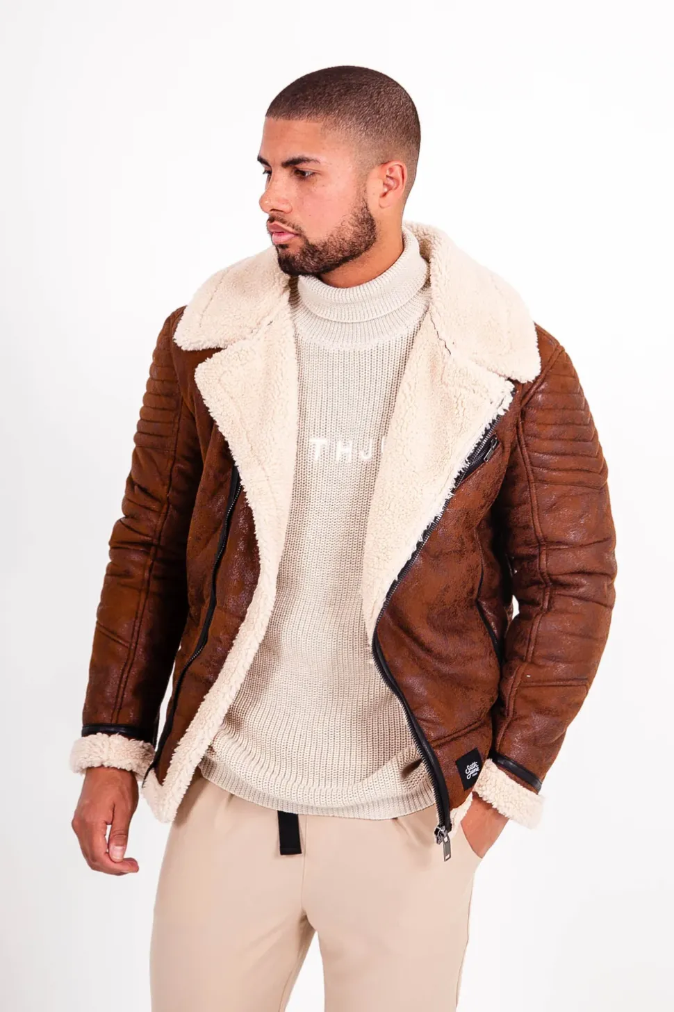 Veste Aviateur Sherpa Marron