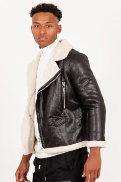Veste Aviateur Sherpa Zips Noir