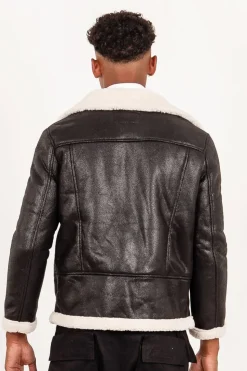 Veste Aviateur Sherpa Zips Noir