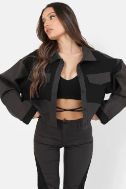 Veste Bicolore Courte Noir